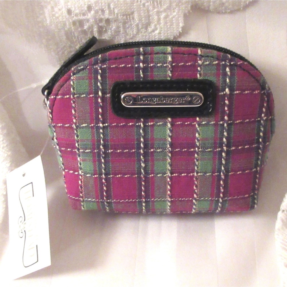 Longaberger HOLIDAY PLAID makeup Coin Case New With Tag